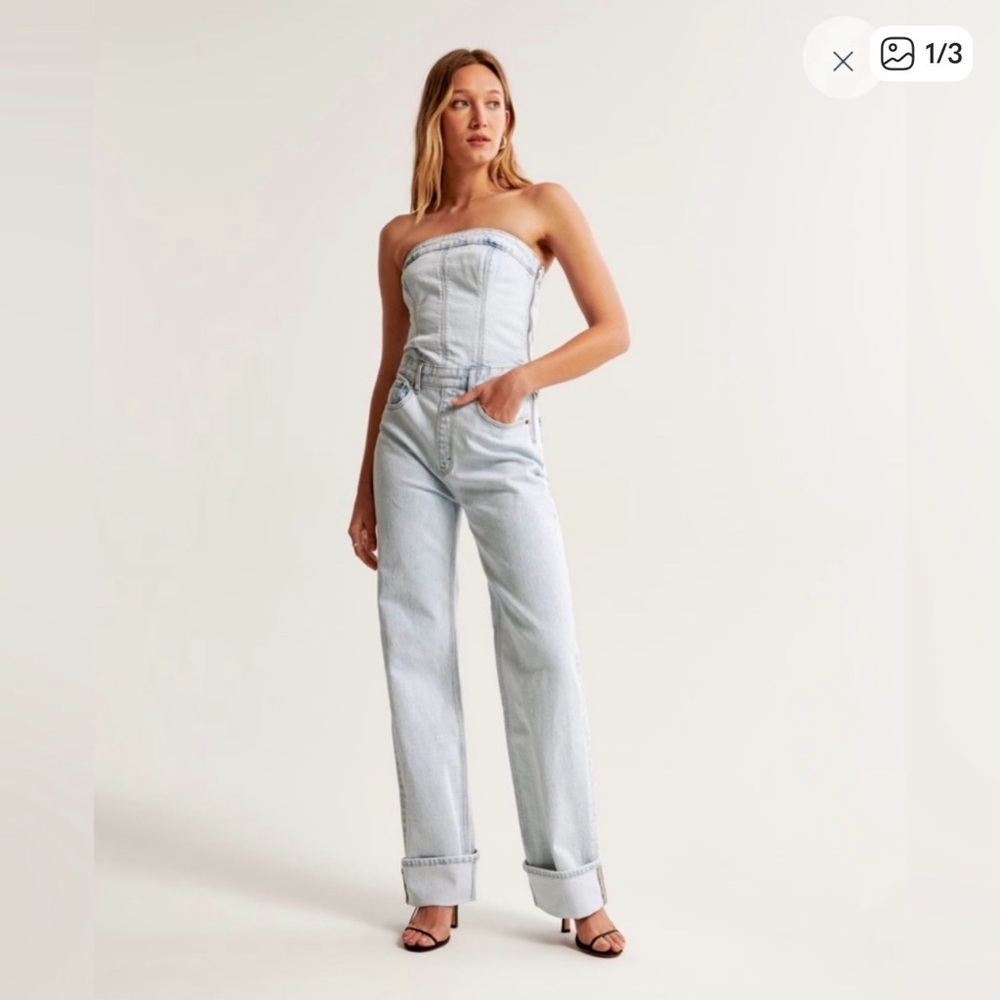 Abercrombie & Fitch strapless denim jumpsuit NWT